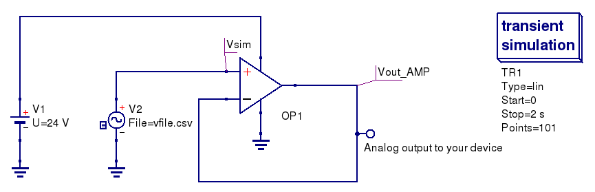QUCS - op-amp as voltage follower